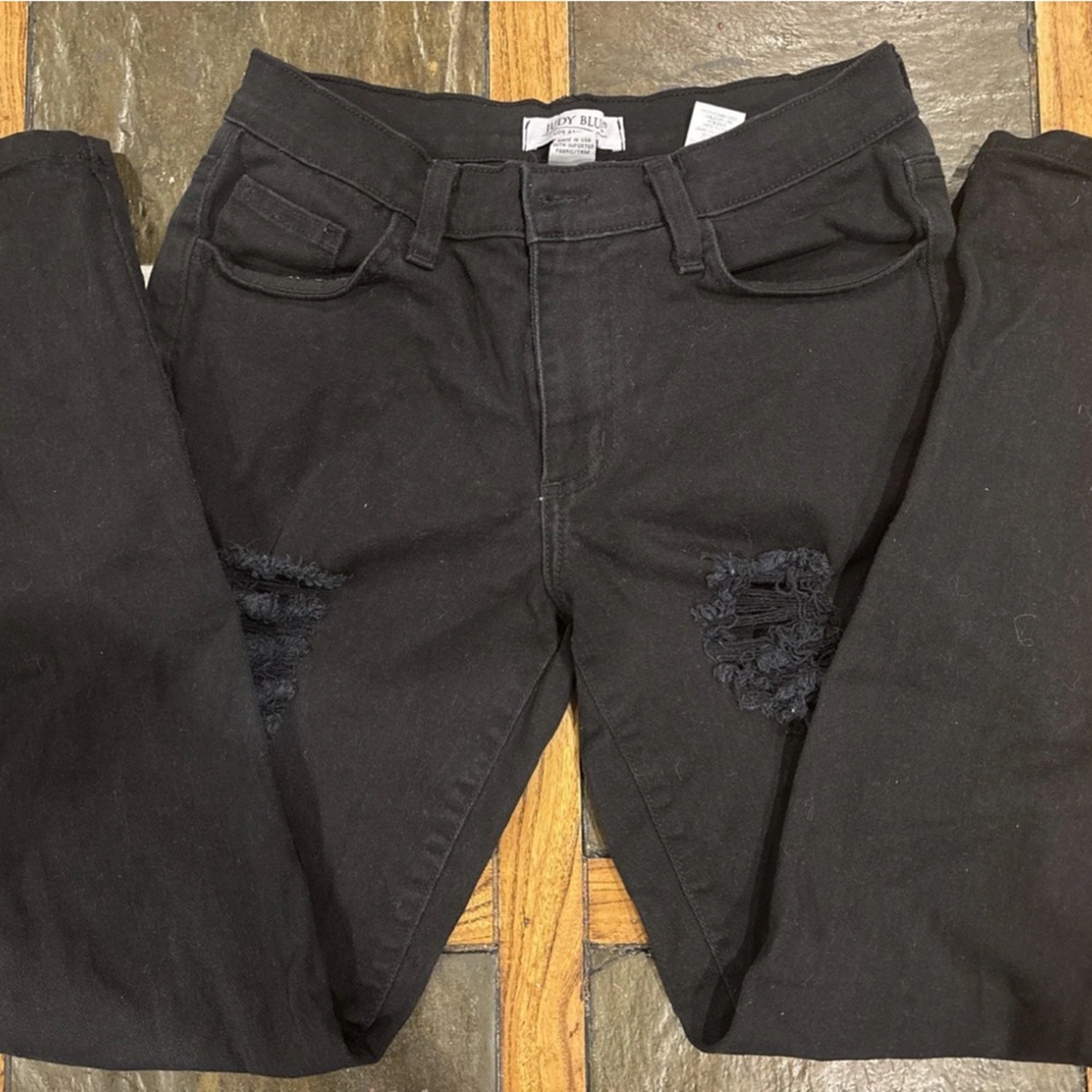 Judy Blue Black Distressed Skinny Jeans
